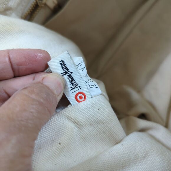 Oscar de la Renta Tote Bag Purse Neiman Marcus Target Floral Lace Canvas Flaw - Picture 12 of 16